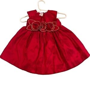 Julia Lee red Satin Formal Flower Girl Dress Christmas Valentine’s small 6-9